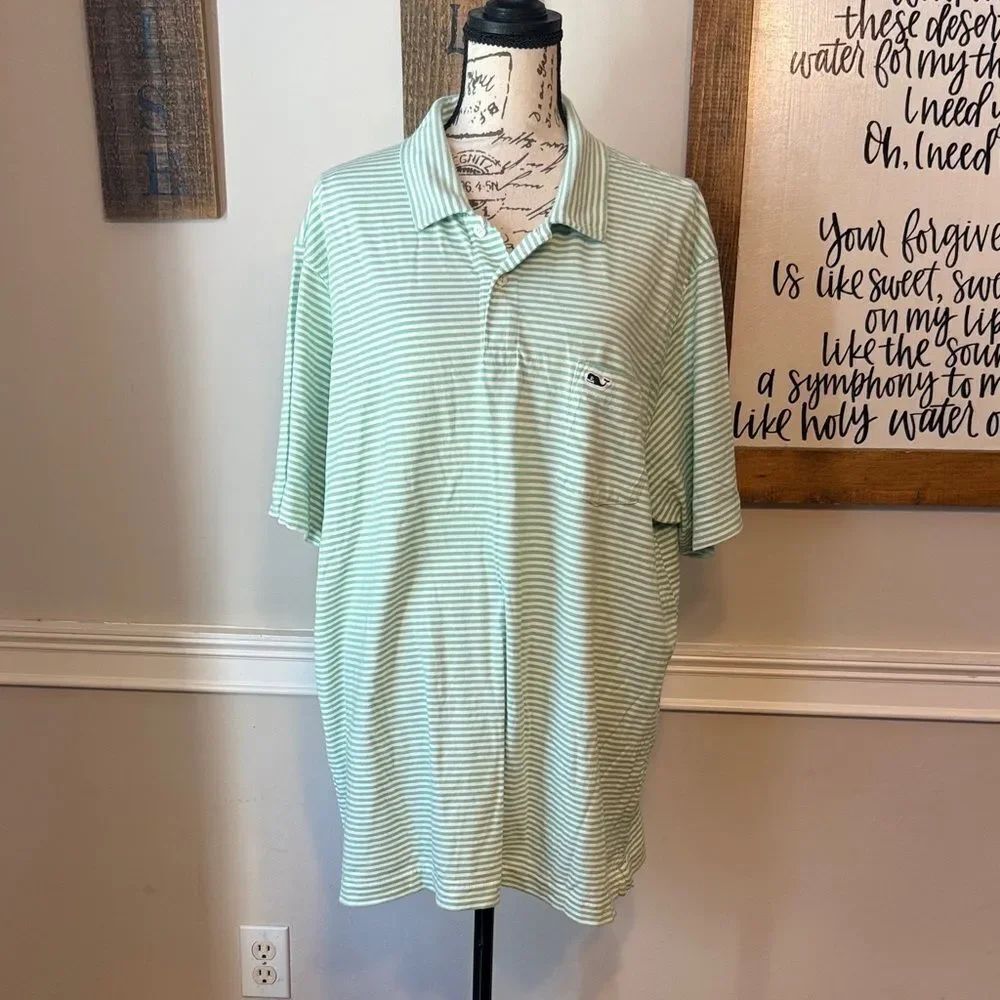 Vineyard Vines Light Green Striped Polo Shirt